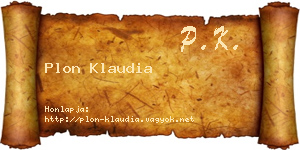 Plon Klaudia névjegykártya